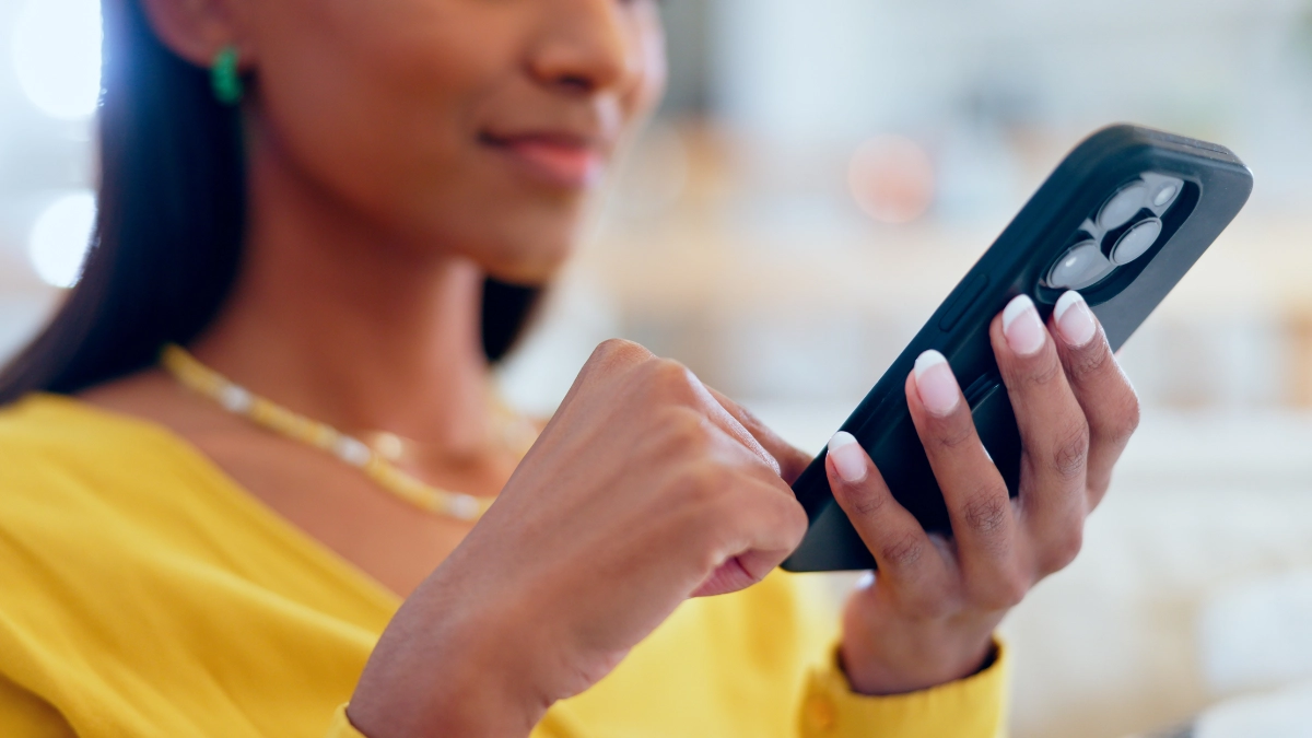 Woman looking at smart phone